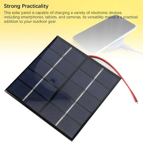 Vista 3 de Panel solar de 1.2 W 5 V, cargador solar portátil de polisilicio con cable electrónico, para teléfono, tableta, cámara al aire libre DIY