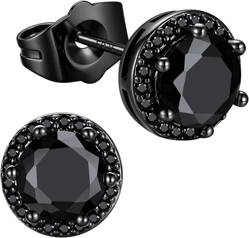 Vista 18 de Richsteel Aretes de circonita cúbica para hombre, postes de plata de ley Dorado Plateado
