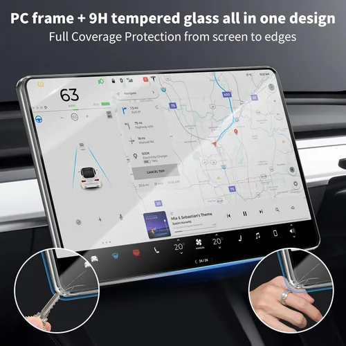 Vista 5 de ACESTAR Funda con protector de pantalla de vidrio templado diseñada para Tesla Model 3 Highland (2024/2025)/Model Y Juniper (2025/2026) Pantalla
