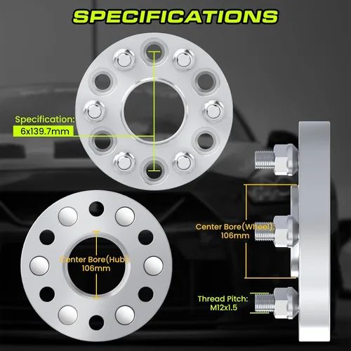 Vista 2 de Separadores de rueda de 6 x 139.7 para Toyota Tacoma de 2 pulgadas