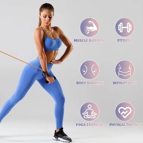 Vista 6 de RitFit Single Resistance Exercise Band with Comfortable Handles - Ideal for Physical Therapy, Strength Training, Muscle Toning - Foam Padding Door