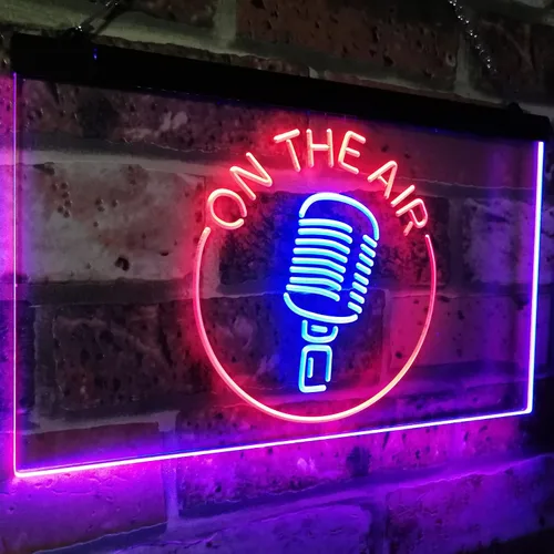Vista 2 de ADVPRO - cartel de neón para estudio de grabación, LED, con micrófono y rótulo «On the air»