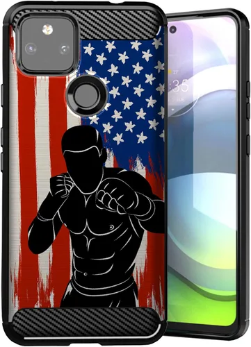 Vista 5 de CasesOnDeck - Funda compatible con Google Pixel 5A (2021) / Pixel 5A 5G, funda delgada de fibra de carbono TPU para acentuar arañazos y caídas, tema
