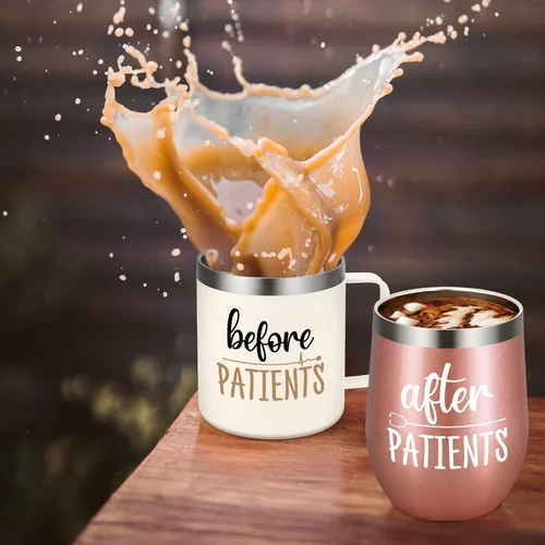 Vista 4 de Regalos LiqCool para Enfermeras y Asistentes Dentales - Taza de 12oz y Vaso de Vino para Enfermeras, Médicos, Dentistas y Médicos - Regalo