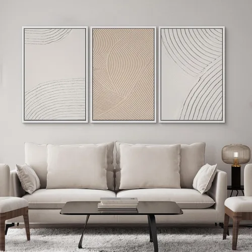 Vista 349 de SIGNWIN Lienzo enmarcado para pared, juego de arte pastel con cadena montañosa, bosque, niebla, naturaleza silvestre, ilustraciones modernas, arte
