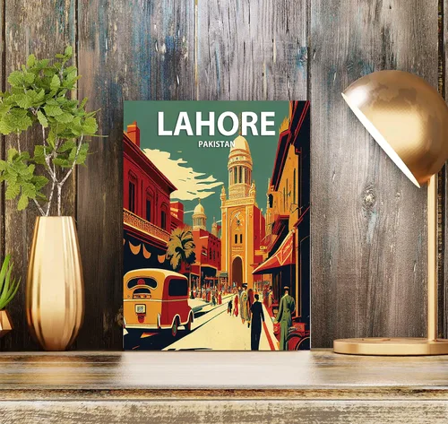 Vista 2 de Lahore - Póster impreso artístico, decoración de pintura de pared de Pakistán, arte de Oriente Medio, arte para decoración del hogar, obra de arte