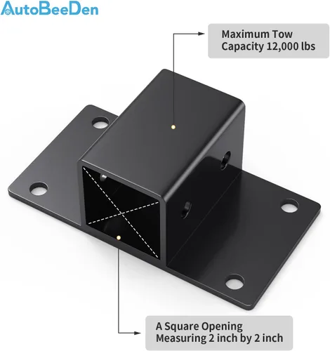 Vista 5 de Cubo de tractor con receptor de 2 pulgadas, receptor de enganche de remolque de 2 pulgadas, orificio de pasador de enganche de 5/8 pulgadas