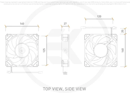 Vista 9 de EK EKWB Loop FPT Ventilador de 5.512 in, 600-2200 RPM, RGB digital, negro