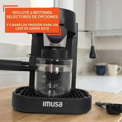 Vista 4 de IMUSA Cafetera eléctrica de capuchino espresso para 4 tazas, color negro