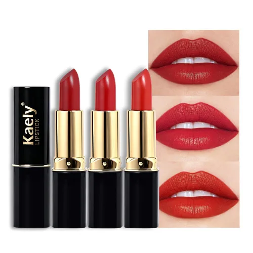 Vista 9 de evpct Lápiz labial mate aterciopelado rojo rubí para mujeres mayores, de larga duración, cremoso y sedoso, de larga duración, impermeable, a prueba
