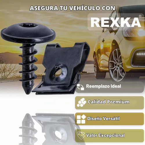 Vista 3 de Rexka Juego de 10 juegos de parachoques de guardabarros, rejilla frontal, tornillo, tornillo, kit de tuercas en U, N90974701 compatible