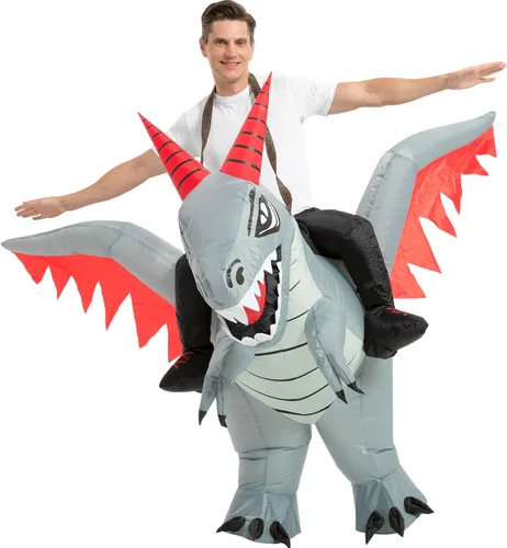 Vista 7 de tasanor Disfraces de dinosaurio para adultos, disfraz inflable para adultos, disfraz de dragón inflable, disfraces de Halloween para hombres