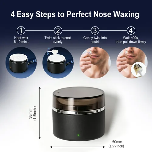 Vista 7 de WaxFans Kit de cera de nariz, kit de cera para nariz, orejas y cejas de hombre, mini olla de cera con cuentas de cera de 3.53 oz y 20 varillas