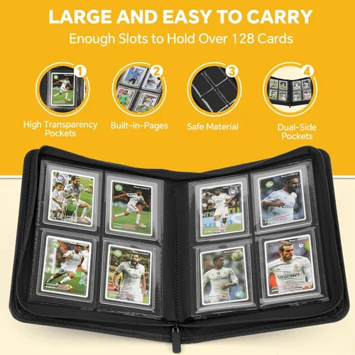 Vista 5 de Carpeta Toploader CARDBINDER, Estuches Duros Toploader, Fundas de 4 Bolsillos para hasta 128 Tarjetas. Carpeta de Tarjetas Toploader con Fundas