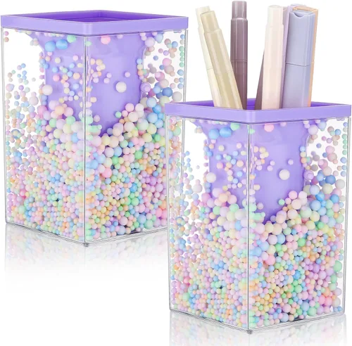 Vista 11 de Zonon 2 soportes para bolígrafos de burbujas para escritorio, lindo organizador de brochas de maquillaje y portalápices con un divertido diseño