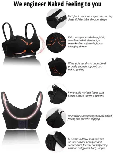 Vista 4 de iloveSIA Nursing Bras for Mom Breastfeeding, Seamless Supportive Sleep Bra for Maternity Postpartum S-2XL 3Pack