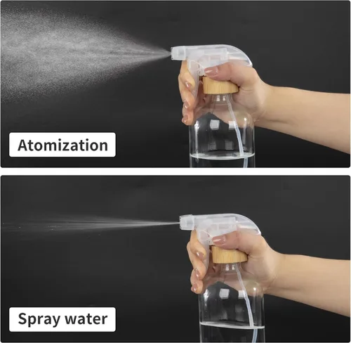 Vista 2 de HOMBYS Botellas vacías de vidrio de bambú con protección de funda de silicona, recipientes de vidrio transparente recargables de 17 onzas