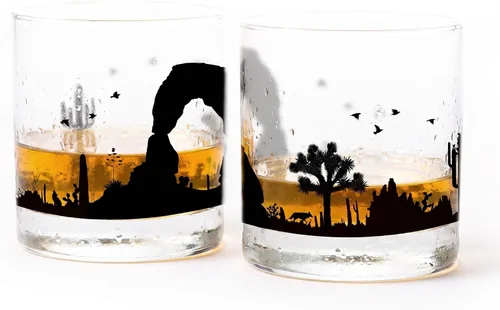 Vista 16 de Juego de vasos de whisky de paisaje de playa Black Lantern Juego de 2 vasos estilo antiguo de 11 oz Vasos de cóctel con base pesada en caja