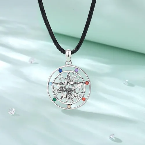 Vista 2 de Vito Sterling Silver Tetragrammaton Necklace for Women Men, Tetragramaton Amuleto de lata 925 Necklaces Chakra Pentagram Pendant Jewelry, 24
