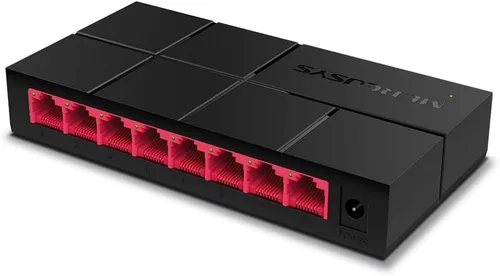 Vista 2 de Mercusys MS108G, interruptor de escritorio, 8 puertos LAN Gigabit de 10/100/1000Mbps, color negro