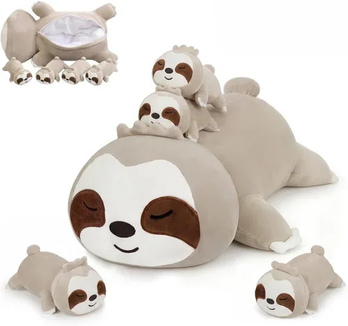 Vista 12 de SQEQE Peluche de gato negro con 4 bebés, gato en la barriga, lindo gato negro de peluche para niños, regalos ideales para Navidad, San Valentín
