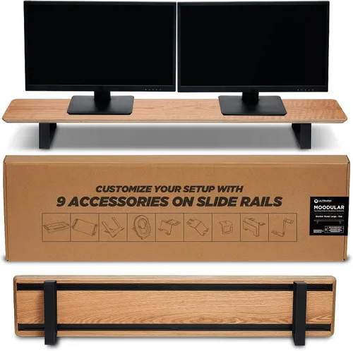 Vista 20 de ULTRARM Moodular - Soporte de Monitor de Madera de 45.6" (116cm) Organizador de Escritorio Grande con Rieles Deslizantes de Metal para Cajón