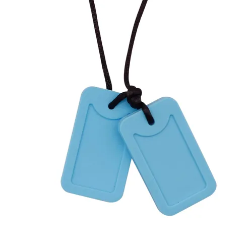 Vista 8 de Collar sensorial masticable para niños y adultos, colgante de etiqueta de perro de silicona masticable para autismo, TDAH, SPD, PICA y necesidades