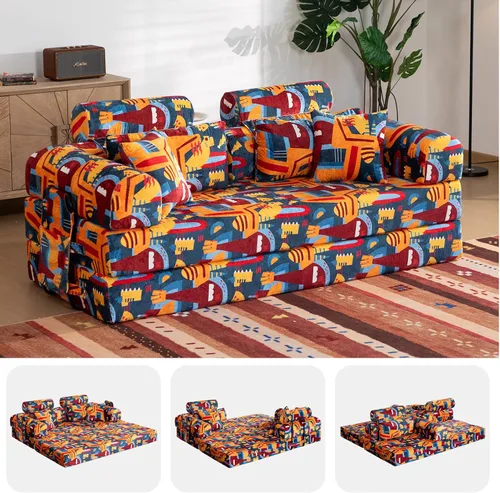 Vista 18 de Sofá cama de espuma viscoelástica de 79 pulgadas, futón convertible con reposacabezas alto, sofá sin hueso Negro