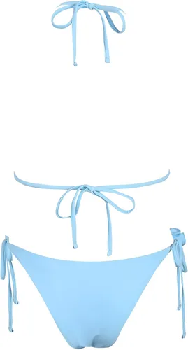 Vista 7 de ZAFUL Conjunto de bikini rosa 3D para mujer, dos piezas, con lazo en la espalda, halter atrevido traje de baño