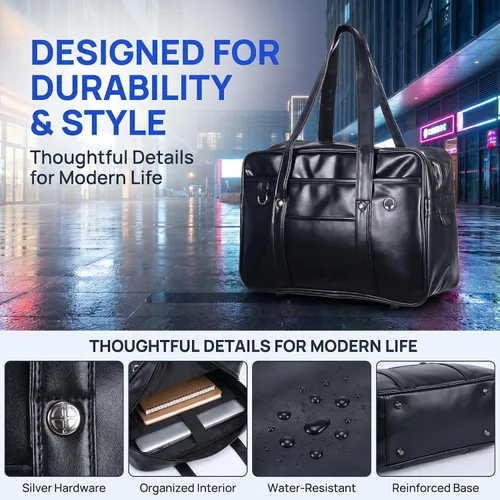Vista 6 de jojofuny Bolso de hombro japonés para la escuela, bolso de cuero sintético para mujeres y hombres, bolsa de uniforme JK de gran capacidad, bolsa
