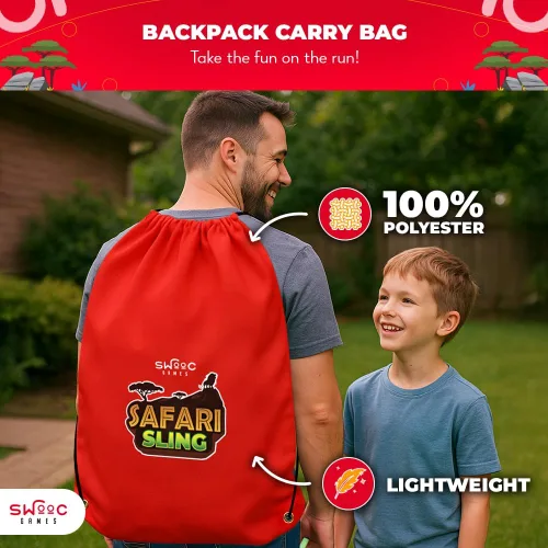 Vista 6 de SWOOC Games® - Safari Sling™ Juego de lanzamiento de bolsa de frijoles 2-en-1 para niños Juego de Cornhole para niños con configuración en 5