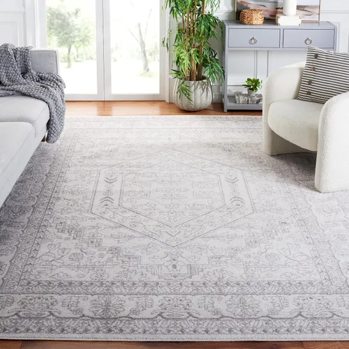 Vista 40 de SAFAVIEH ADR108B - Tapete de la colección Adirondack, 2 pies 1 pulgada x 6 pies, marfil y plateado, diseño de medallón oriental, no desprende