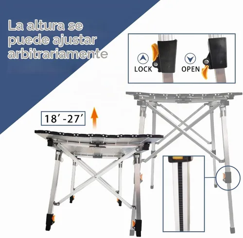 Vista 6 de CampLand - Mesa plegable ajustable de aluminio, ligera, multiuso
