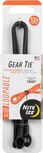 Vista 14 de Nite IZE Gear Tie Loopable, el original lazo de goma reutilizable con lazo integrado resistente, 12 pulgadas, negro, paquete de 2, fabricado