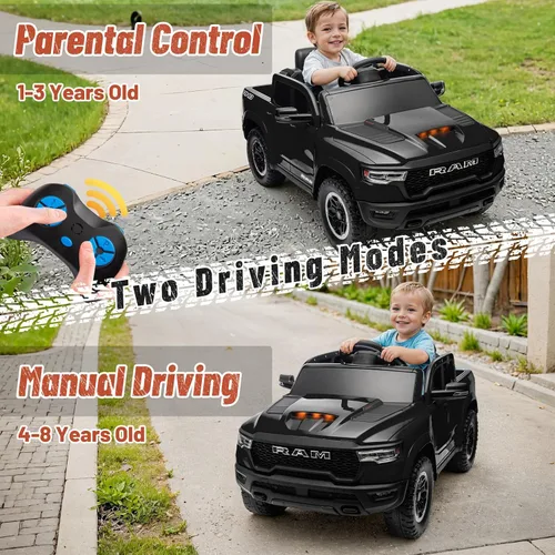 Vista 4 de Ram 1500 con Licencia - Juguetes de Montar para Niños de 4-8 años, Carro Eléctrico para Niños con Control Remoto, Alimentado por Batería con Llave