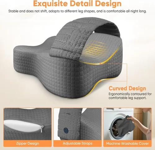 Vista 2 de Knee Pillow for Side Sleepers, 11 Inch Memory Foam Leg Pillow for Sciatica, Hip, Back & Knee Pain Relief, Orthopedic Sleeping Cushion for Adults