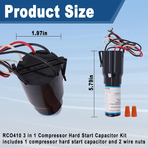 Vista 2 de RCO410 Kit de arranque duro 3 en 1, kit de condensador de arranque duro de compresor de 115 V para refrigeradores y congeladores, dispositivo