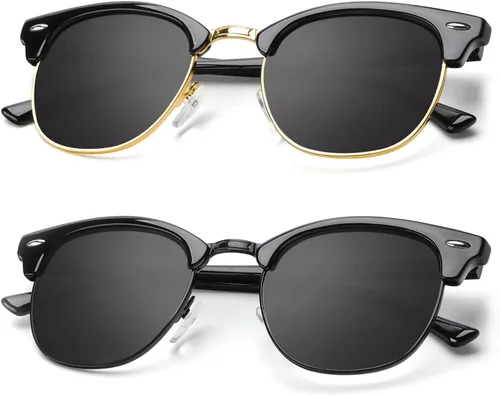 Vista 48 de KALIYADI Gafas de sol polarizadas para hombres y mujeres, marco semi sin montura, para conducir con bloqueo UV A01-(1 Pack) Tortuga Mate G15
