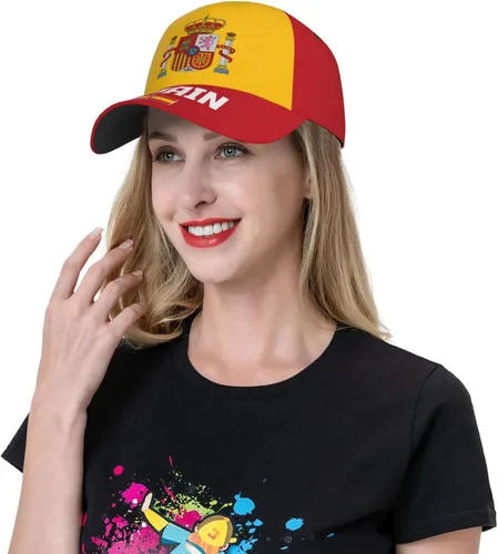 Vista 7 de Gorra de béisbol española con la bandera de España 3D con impresión completa para adultos, unisex, ajustable, gorra patriótica de fútbol, As Pic
