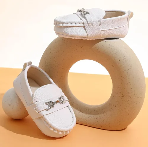 Vista 2 de Zapatos Oxford de Greceen para bebés, niños y niñas de cuero PU, mocasines, zapatos de vestir, adecuados para gatear, vestido de novia, fiestas