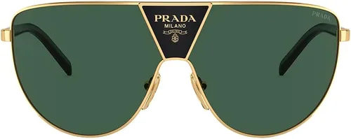 Vista 2 de Prada PR 69ZS 5AK05V - Gafas de sol con escudo de metal dorado, lentes verdes