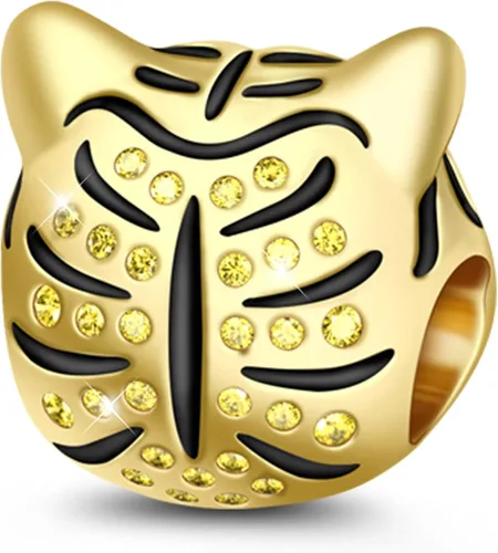 Vista 8 de GNOCE Charms de animales para pulseras S925 Plata Negro Pantera Charm Tigre Charm Charm Fit pulsera collar joyería regalo para mujeres hombres