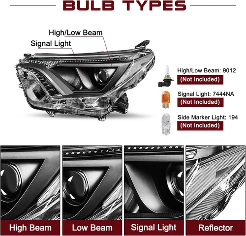 Vista 2 de JSBOYAT Halogen Headlight Assembly Fit for 2016-2018 Toyota RAV4