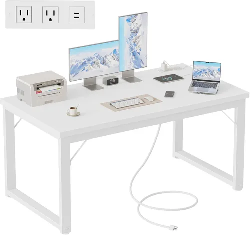 Vista 42 de Mericonia Escritorio para computadora, escritorio de juegos para espacios pequeños, mesa de estilo moderno y simple para oficina en casa, mesa
