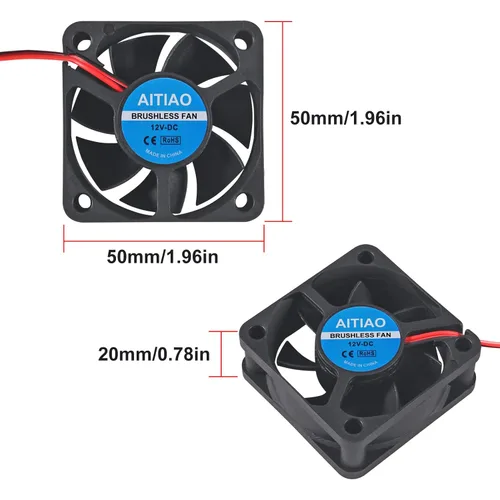 Vista 2 de Ventilador de refrigeración sin escobillas 5020, ventilador de carcasa de computadora, DC 12 V, 1.969 in, 1.969 in, 0.787 in, ventilador silencioso
