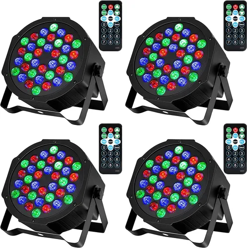 Vista 10 de Litake Luces DJ Par, RGB 36 luces LED de escenario activadas por sonido, luces LED elevadas controladas por control remoto y DMX, 7 modos de Paquete