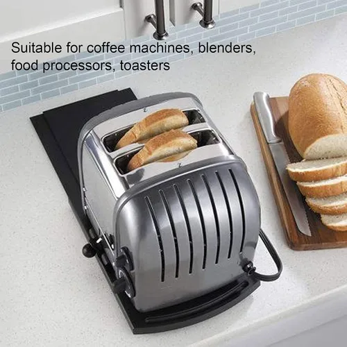 Vista 4 de Práctica bandeja deslizante, bandeja deslizante para cafetera, tostadora, encimera, deslizador móvil con ruedas giratorias suaves, bandeja para mesa
