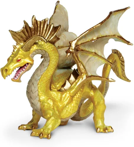 Vista 4 de Safari Ltd. Figura de dragón dorado – Figura detallada de 6.75 pulgadas – Divertido juguete educativo de fantasía para niños, niñas y niños a partir