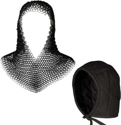 Vista 8 de Medieval Warrior Armadura Coif Chainmail, 18.75 pulgadas