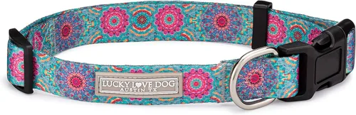 Vista 90 de Lucky Love Dog - Collar para perras pequeñas, diseño Blackbird de estampado alegre con flores de primavera y verano, talla XS Collar Blackbird